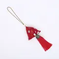 Tradizionale sachet ricamato cinese a forma di zongzi con artemisia e nappa rossa - Ciondolo con Nappa Portafortuna / 5 Pezzi / Rosso
