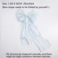 Light blue pearlescent fabric ribbon for DIY bouquet decoration and French style bows - 2 Pieces/Pack (20cmx1.2m) / Sky Blue