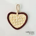 Piccolo ventaglio intrecciato a forma di cuore, decorazione sospesa color caffè - 9*11cm / Marrone