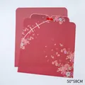 Oriental cheongsam style red floral wrapping paper with frog button decorative 50x58cm - 10 Sheets Set / Qipao Style - Red