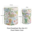 Set of 2 cylindrical floral gift boxes for flower arrangements and spring bouquets - Fresh Floral Style (Flower Heart Box) / 2 Pcs/Set / Floral Pattern