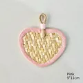 Ventaglio intrecciato a mano a forma di cuore in rosa tenue, misura di 9x11cm - Piccolo Ventaglio in Bambù a Forma di Cuore / 9*11cm / Rosa
