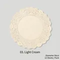 Tapetes de papel de encaje redondos crema 50cm para flores, 12 hojas por paquete - Redondo / 12 Hojas / Crema