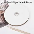 1cm wide champagne satin ribbon with gold metallic edge on a spool for gift wrapping - 1.0cm * 100 Yards / Grayish Coffee (Gold Edge)