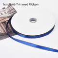 1cm royal blue satin ribbon with gold metallic edges for gift wrapping - 1.0cm * 100 Yards / Royal Blue (Gold Edge)