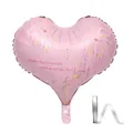 Globo de corazón romántico de aluminio rosa con fuegos artificiales y cinta gratis - Juego de 20 Piezas / Rosa
