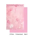 Carta da imballaggio romantica con fiori rosa stile pittura a olio, pacco da 10 - Stile E / 10 Fogli/Confezione (35x50cm)