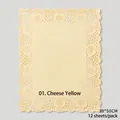 Élégant napperon en papier dentelle rectangulaire jaune fromage pour fleurs 39x50cm - Rectangulaire / 12 Feuilles / Jaune Fromage
