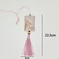 Elegant traditional Chinese pink tassel hanging ornament with floral embroidery, 22.5cm long - Vintage Pendant (Peach Blossom) / 22.5*5cm / Peach Blossom Pink