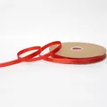 High-quality red 1cm satin ribbon with silver stitched edge on a cardboard spool. - 1.0cm * 100 Yards / Red (Silver Edge)