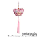 Traditional embroidered butterfly sachet pendant in pink with long silky tassel - Pink Butterfly