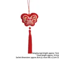 Red embroidered butterfly sachet pendant with long tassel for car or home decoration - Butterfly Design / Single Piece / Red Butterfly