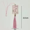 Sacchetto ricamato in stile cinese tradizionale con nappa rosa ornamento da appendere - Ornamento Sospeso Ricamato con Unicorno / 1 Pezzo/Confezione (22.5x5cm) / Rosa