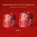 Set of 2 decorative red floral buckets for New Year flower arrangements Style A - Round Bucket (Style A) / 2 Pcs/Set