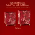 Rotes festliches Blumenkübel-Set mit Goldfüßen für Neujahrsdekoration - Goldener Sockel (Stil A) / 2 Stück/Set