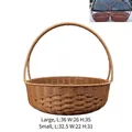 Hand-woven imitation rattan picnic basket for fruit and gifts, available in two sizes - Double Bundle Basket Set of 2 / Large 36x26x35cm Small 32.5x22x31cm
