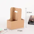 Durable brown kraft paper carrier box for milk tea and flowers, size 17.5x8x22.5cm - 10 Pieces Pack / Kraft Color