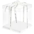 Clear transparent PVC square gift box with white 'Best Wishes' ribbon for cake and flowers - 26*26*25 / Square / White