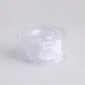 Elegant white organza ribbon with pearls on a transparent spool for floral gift wrapping - 5 Yards/Roll / White
