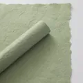 Carta Dongba fatta a mano verde salvia con bordi sfrangiati per confezioni regalo floreali. - 55x40cm (5 Fogli Per Confezione) / Verde menta