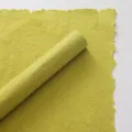 Carta Dongba artigianale giallo senape con bordi sfrangiati per confezioni floreali di lusso - 55x40cm (5 Fogli Per Confezione) / Giallo Senape