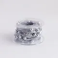 Silver-gray woven pearl ribbon on spool for elegant gift wrapping and floral decoration - 5 Yards/Roll / Silver Gray
