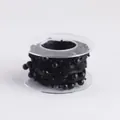 Elegant black pearl ribbon on spool for gift wrapping and floral design - 5 Yards/Roll / Black