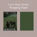 Romantic Love Story floral wrapping paper in dark green and photo print. - Style B (Love Story Series) / 10 Sheets Set