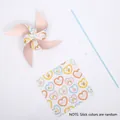 DIY πολύχρωμο παιχνίδι ανεμόμυλος με σχέδιο καρδιάς για παιδιά με ραβδί και μέρη - 10 Φύλλα/Συσκευασία / Ροζ