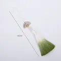 Traditional Chinese style gradient tassel pendant in white and green, 16cm length - 5 Pieces / Green