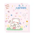 Süßes rosa Geschenkpapier mit Cartoon-Bären für die festliche Feier zum Kindertag - Milchtee-Bär Stil (Rosa) / 10 Blatt/Packung / Rosa