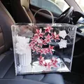 Portable transparent acrylic gift box with mirror bottom for stylish floral arrangements - Mirror Style / Single Piece