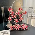 Premium transparent acrylic handheld gift box with black base for floral packaging - Black Base Style / Single Piece