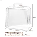 Large transparent PP portable floral gift box, 26x24.5x12cm single pack variant for flower. - Transparent / Single Piece