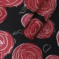 Luxurious black flower wrapping paper with artistic red rose and white heart pattern - 1 Pack / Black Red