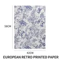 Europäisches Retro-Geschenkpapier mit blauem Tiermuster-Druck in der Größe 58x42cm - 20er Pack / Europäisches Retro-Marineblau