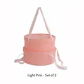 Set of 2 light pink round waterproof gift boxes with ribbon handles and clear windows - Set of 2 / Light Pink