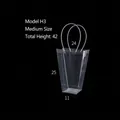 Transparent medium flower bouquet carrier bag H3 with long handles and dimension labels - Trapezoid (H3) / 10 Pieces/Pack (H3 Medium)