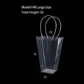 Transparent PVC gift bag for flower bouquets with long handles, large size H4 model - Trapezoid (H4) / 10 Pieces/Pack (H4 Large)