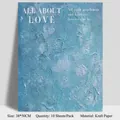 Vintage-Blumen-Geschenkpapier im Ölgemälde-Stil, Blau, 38x50cm Kraftpapier, 10er-Pack - Kunststil Typ C / 10 Blatt Set / Künstlerischer Stil Blau