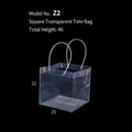 Square transparent PVC gift handbag with waterproof material and stylish long handles - Square (Z2) / 10 Pieces Pack / Clear