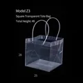 Clear PVC square gift tote bag with handles for flowers and gifts, Model Z3 specification - Square (Z3) / 10 Pieces Pack / Clear