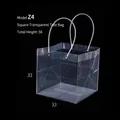 Square transparent PVC flower gift tote bag with handles, 33x33x56cm, Model Z4. - Square (Z4) / 10 Pieces Pack / Clear