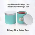 Set of two Tiffany blue round flower hug buckets with shimmering silver lids for gifts - Dreamy Starry Sky Round Box / Set of 2 / Teal Blue