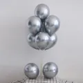 Premium metallic silver balloons with a transparent table stand for party decor - 12 Inch / Metallic Silver
