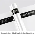 Waterproof transparent flower wrapping paper with 'Romantic Love' black print - Romantic Love (Black Edge) / Sheet (56cm*56cm)