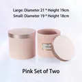 Set of two elegant pink round decorative floral hug gift boxes in two different sizes - Dreamy Starry Sky Round Box / Set of 2 / Pink