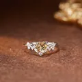 S925 sterling silver ring featuring a heart-shaped yellow citrine and elegant leaf accents - Natural Citrine Ring