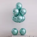 Elegant metallic aqua blue round latex balloons set for party table decoration on stand - 10" / Metallic Green