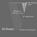 Trapezoidal transparent flower packaging bags with 'Happiness belongs to you' print - Happiness Belongs to You / Small (28x45x8cm) 50 Pieces/Pack / Clear